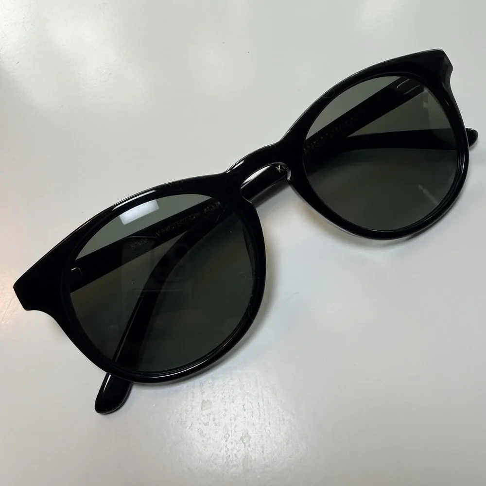 Kent Wang LOST Black Acetate Sunglasses 50mm Green Lenses Unisex Classic